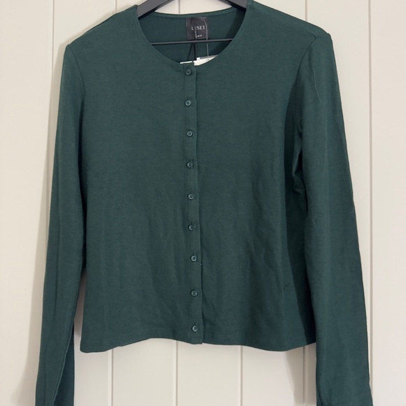 NWT Leset Lauren Cardigan Classic Crew Crop Cardigan Emerald Green Sz M - Picture 8 of 10
